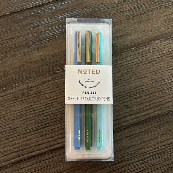 NOTED by Post-it 3 Felt Tip Colored Pens 3 Blue, Green & Turquoise - Picture 5 of 5